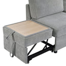 Convertible Sectional L-Shaped Sofa With Dual Pull-Out Sleepers, Flip-Top Table, USB Ports, Cup Holder & Storage