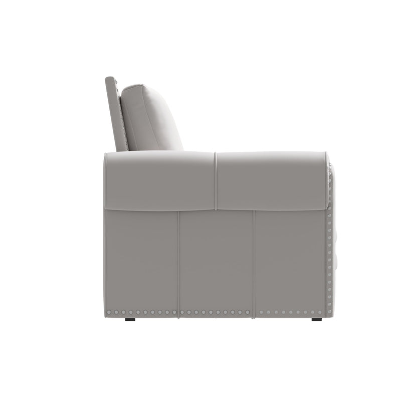 3 In 1 Convertible Sleeper Sofa With Nailhead Trim & Rolled Arm
