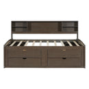 Daybed With 2 Bedside Cabinets, Upper Shelves And 4 Drawers