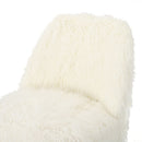 Modern Glam Club Chair With Shaggy Textures - White