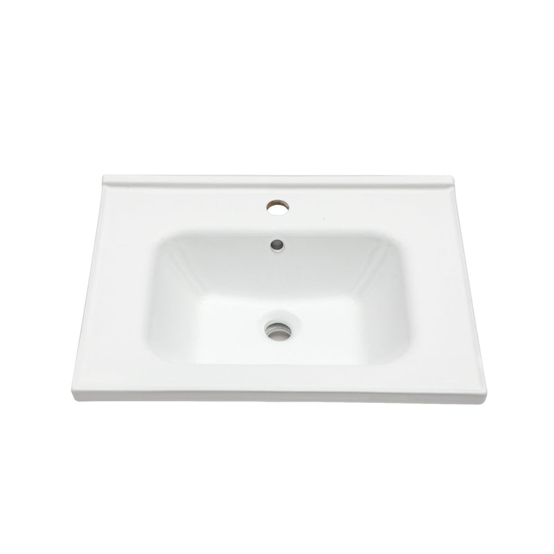 Rectangular Single Vanity Top With 1 Faucet Hole And Overflow Ceramic