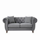 Chesterfield 3 And 2 Seater Velvet Upholstery Sofa With Roll Armrest & Nailhead Fabric Couch