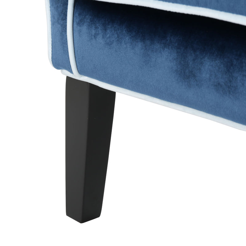 Elegant Velvet Club Chair With Tonal Piping