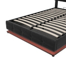 Full Size Tufted Upholstered Platform Bed with Hydraulic Storage System,PU Storage Bed with LED Lights and USB charger, Black
