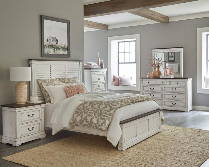 Hillcrest - 9-Drawer Dresser With Mirror - Distressed White