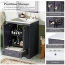 Bathroom Vanity With Ceramic Sink Combo, Modern Freestanding Storage Cabinet With Silver Handles