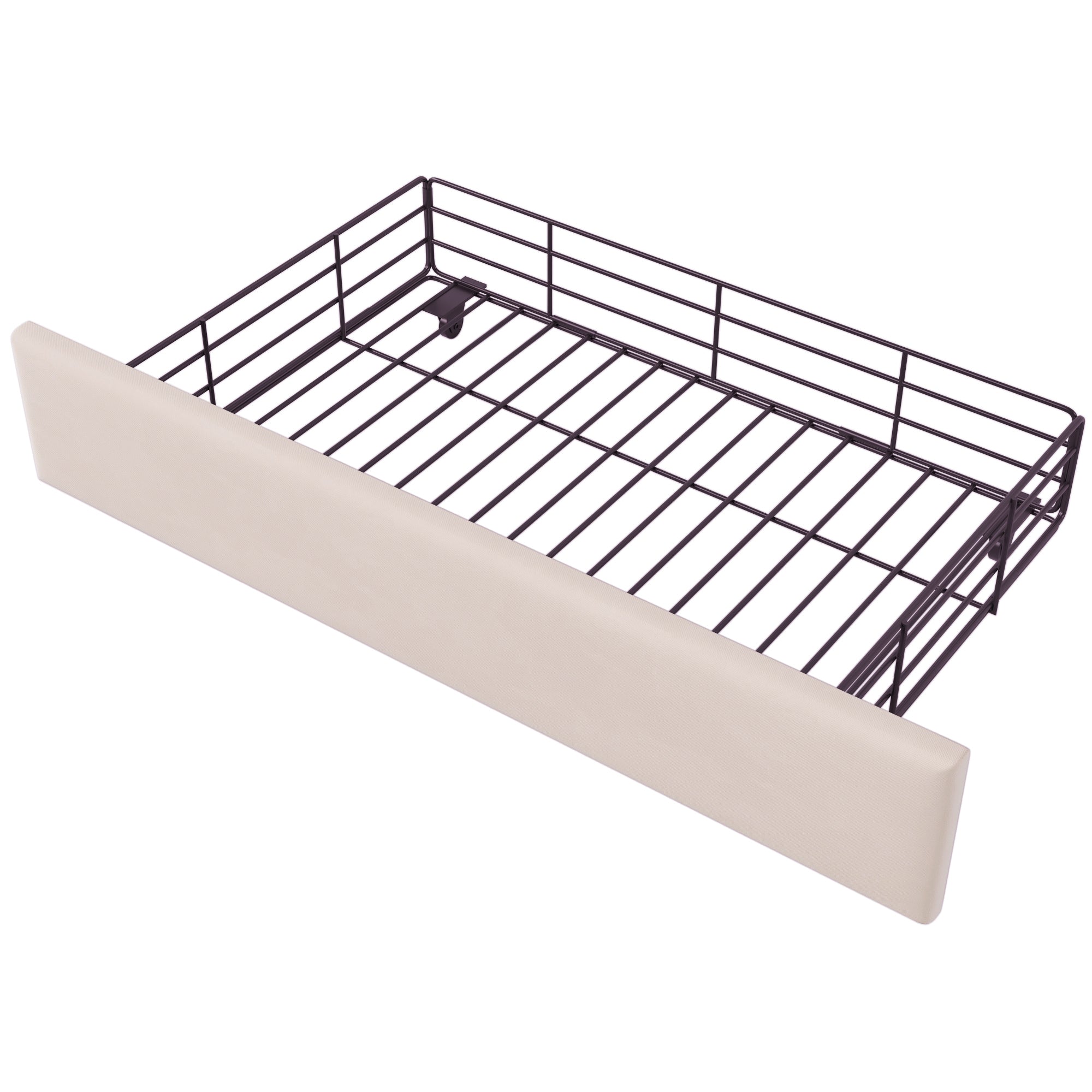 Full Size Upholstered Platform Bed with LED Lights and 4 Drawers, Stylish Irregular Metal Bed Legs Design, Beige - Atlantic Fine Furniture Melbourne FL