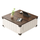 Farmhouse Style Lift Top Coffee Table With Storage And Charging Station - White Wood