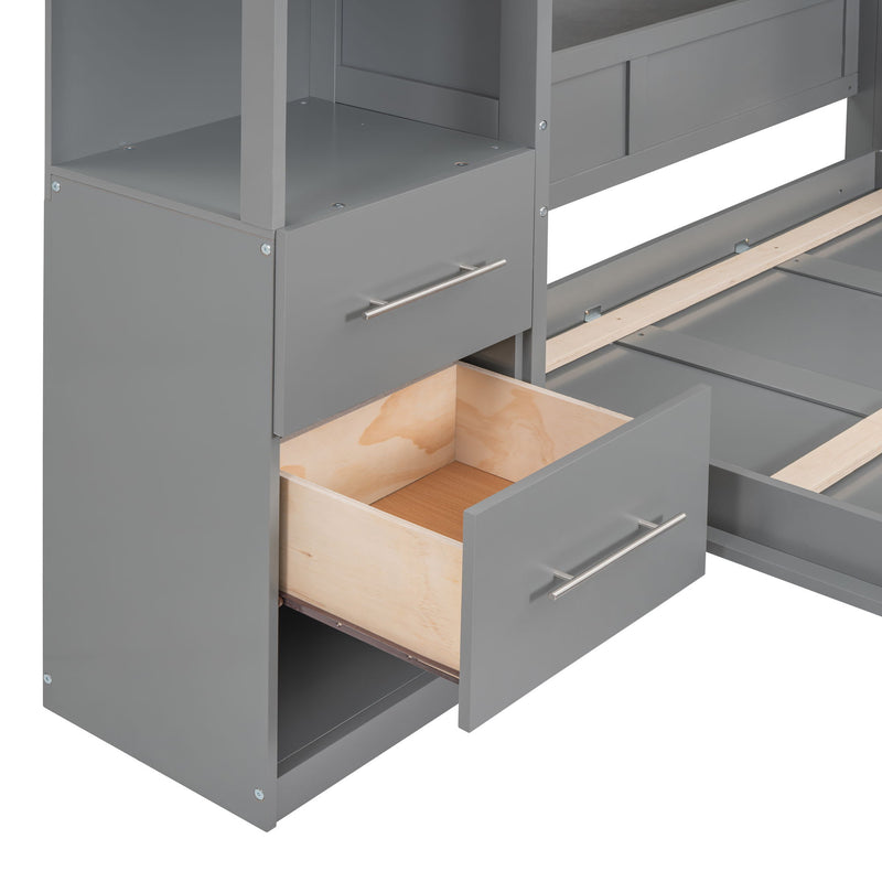 Murphy Wall Bed With LED Lights, Shelves And Drawers