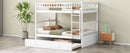 Full over Full Bunk Bed with Twin Size Trundle, Convertible Beds, White