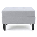 Ottoman With Birch Wood Legs And Cushioned Top For Comfort