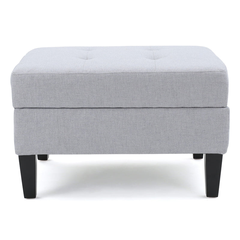 Ottoman With Birch Wood Legs And Cushioned Top For Comfort