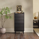 Modern Minimalist 5 Drawer Gallery Top Dresser - Black