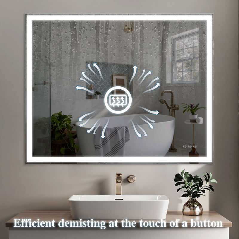 LED Bathroom Vanity Mirror Wall Mounted Adjustable White / Warm / Natural Lights Anti-Fog Touch Switch With Memory Modern Smart Large Bathroom Mirrors