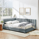 Mid-Century Upholstered Tufted Bed Frame With Backrest And Armrests