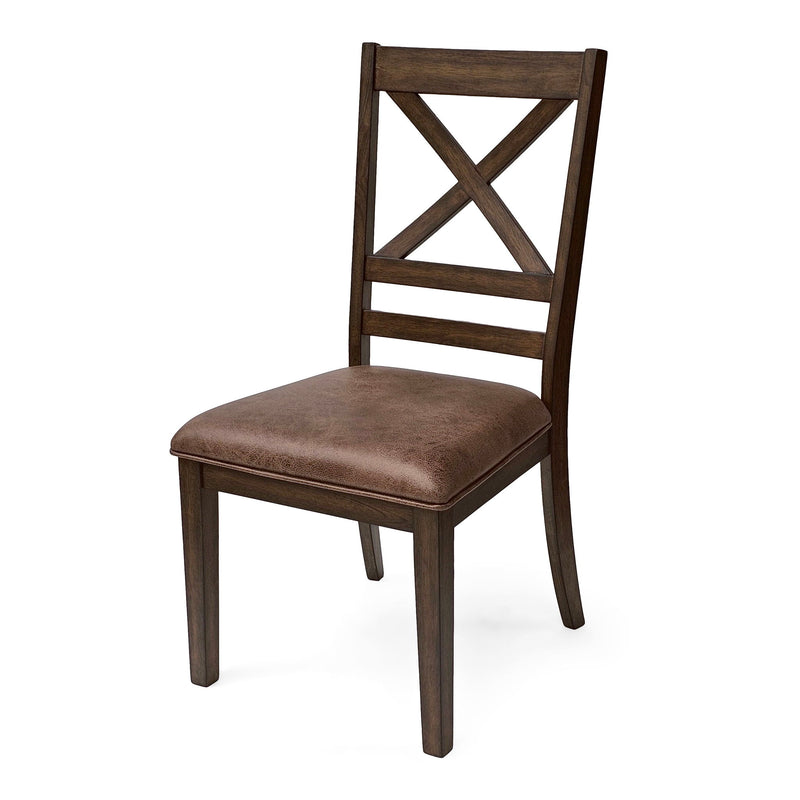 Farmhouse Style Indoor Wood Dining Set With 6 Chairs And Dining Table - Brown
