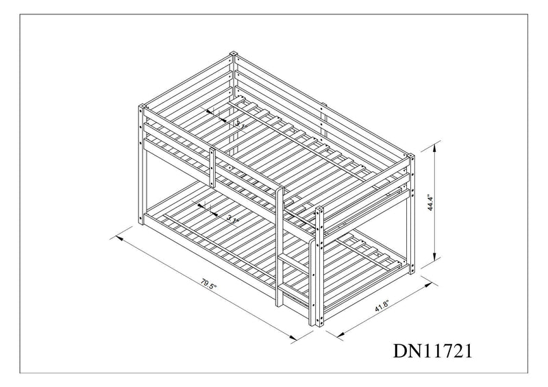 Twin over Twin Floor Bunk Bed,Natural(New SKU:W504P148543)