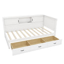 L Shaped Bed Frame With Drawer And And Bookcase With LED Downlight And USB Port