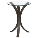 Edgar - Round Glass Top Accent Side Table - Cappuccino - Atlantic Fine Furniture Inc