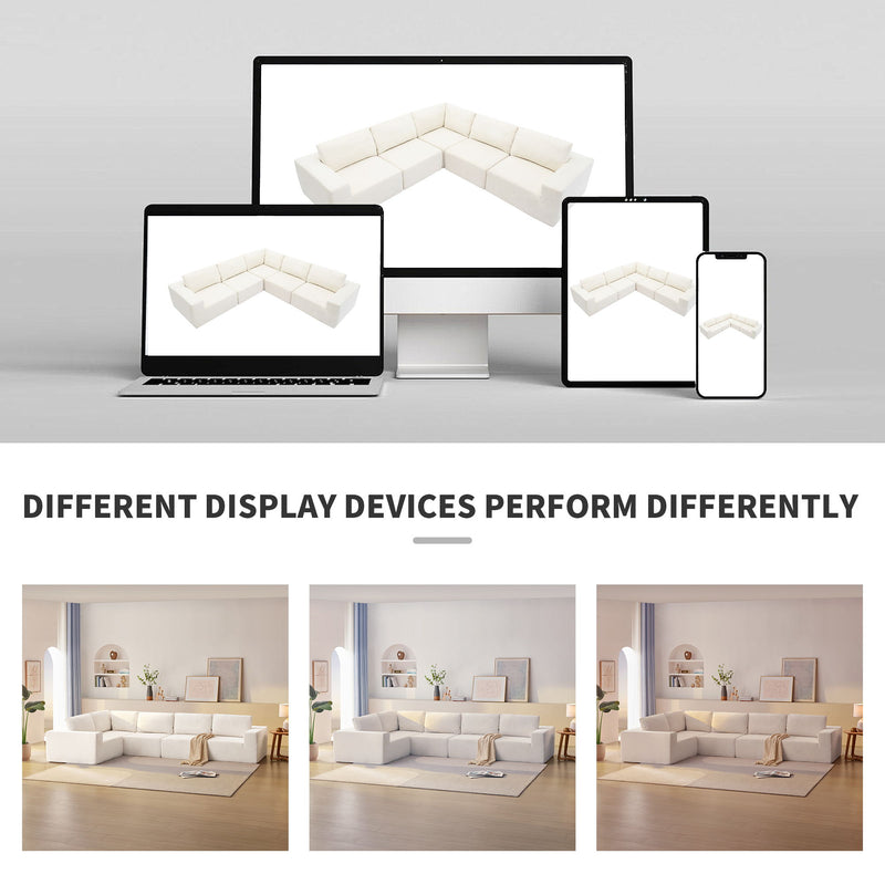 Modular Sectional With Wide Seat Free Combination L Shaped Couch Set Cloud Upholstered Minimalist Boneless Sofa
