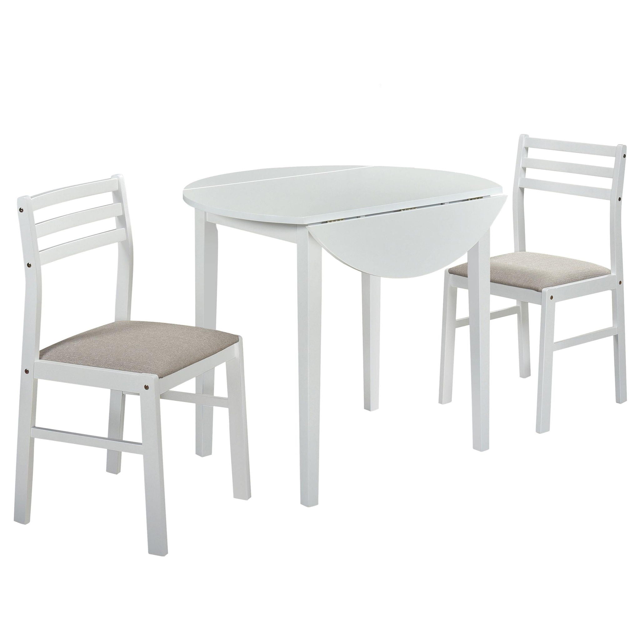 Bucknell 3-piece Round Drop Leaf Dining Table Set White - Atlantic Fine Furniture Melbourne FL
