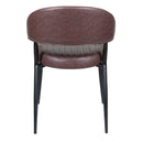 Modern Curved Back Upholstered Dining Chair Set With Metal Legs (Set of 2) - Brown / Black