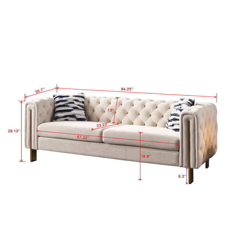 Chesterfield - Modern Tufted Velvet Living Room Sofa, 84.25''W Couch