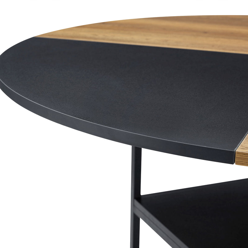 Modern Splicing Circular Dining Table With Double Layer Storage - Black / Wood