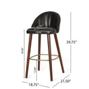 Contemporary Channel Stitch Counter Height Barstools (Set of 2) - Black / Espresso