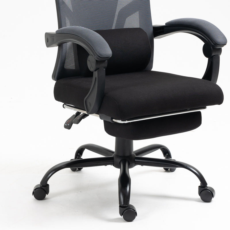 Ergonomic Office Chair, Desk Chair With Adjustable Lumbar Support, High Back Mesh Chair With Wheels, Executive Chair For Home Office - Black