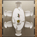 Steel Base Oval Sintered Stone Dining Table With 4 Chairs