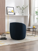 Teddy Fabric Swivel Accent Armchair Barrel Chair With Powder Coating Metal Ring