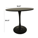 Modern Dining Table Set For 4 With Suede Upholstered Chairs, Round Design - Black / Gray