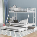 Bunk Bed With Steel Frame And Trundle, 2 Side Ladders