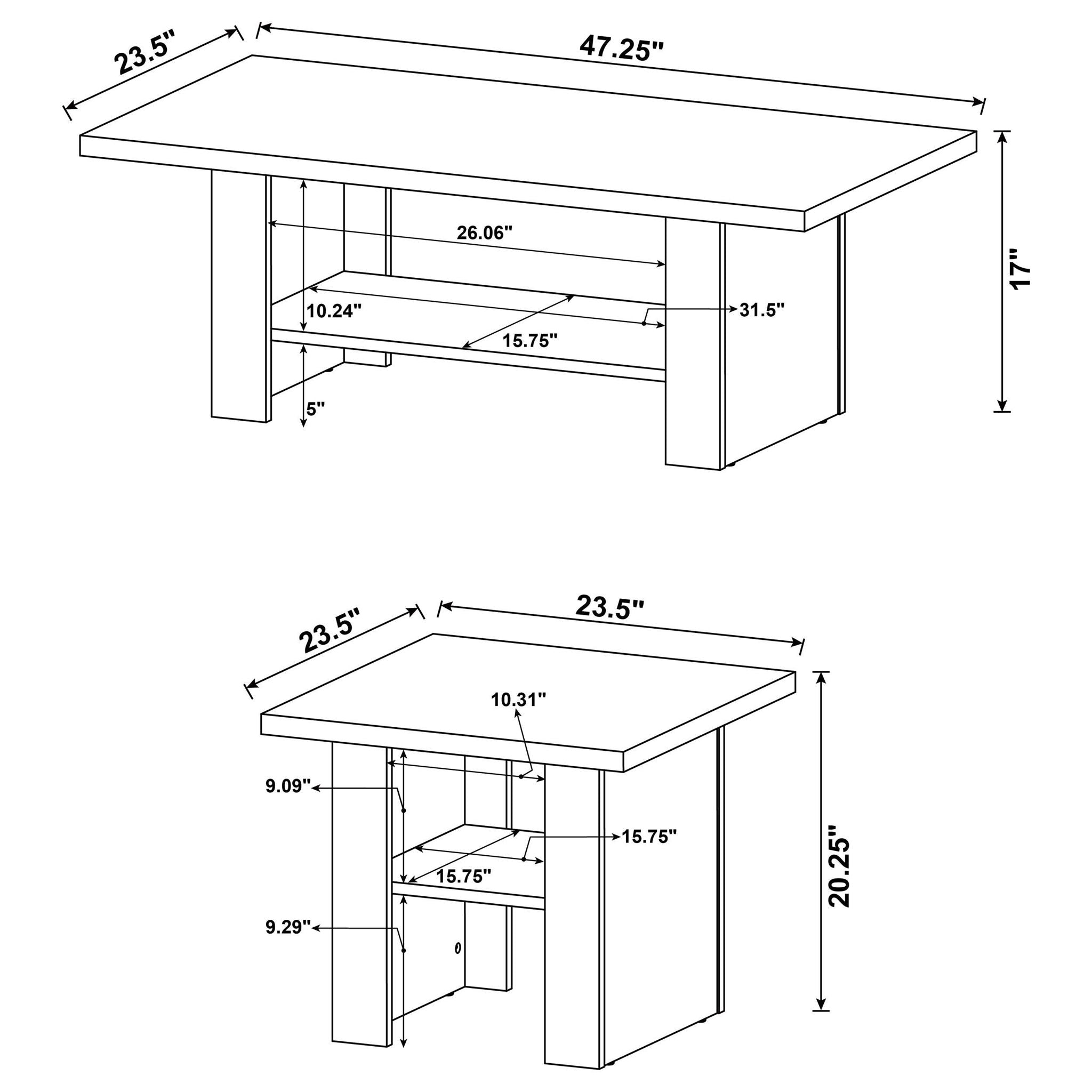 Rodez 3-piece Engineered Wood Coffee Table Set Black - Atlantic Fine Furniture Melbourne FL