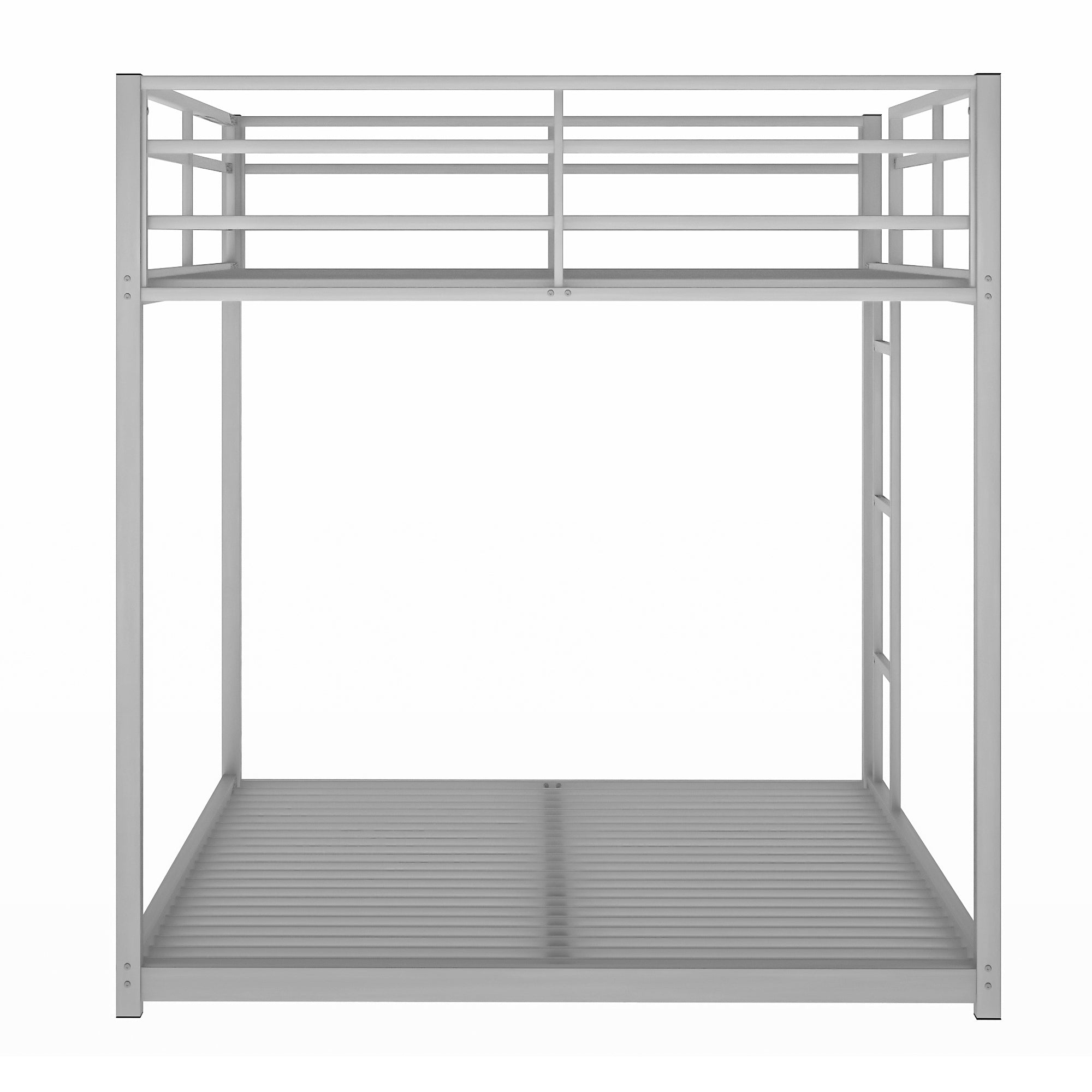 Full over Full Metal Bunk Bed, Low Bunk Bed with Ladder, Silver(Old SKU:MF197034AAN) - Atlantic Fine Furniture Melbourne FL