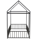 Twin Size Metal Bed House Bed Frame with Fence, for Kids, Teens, Girls, Boys, Black