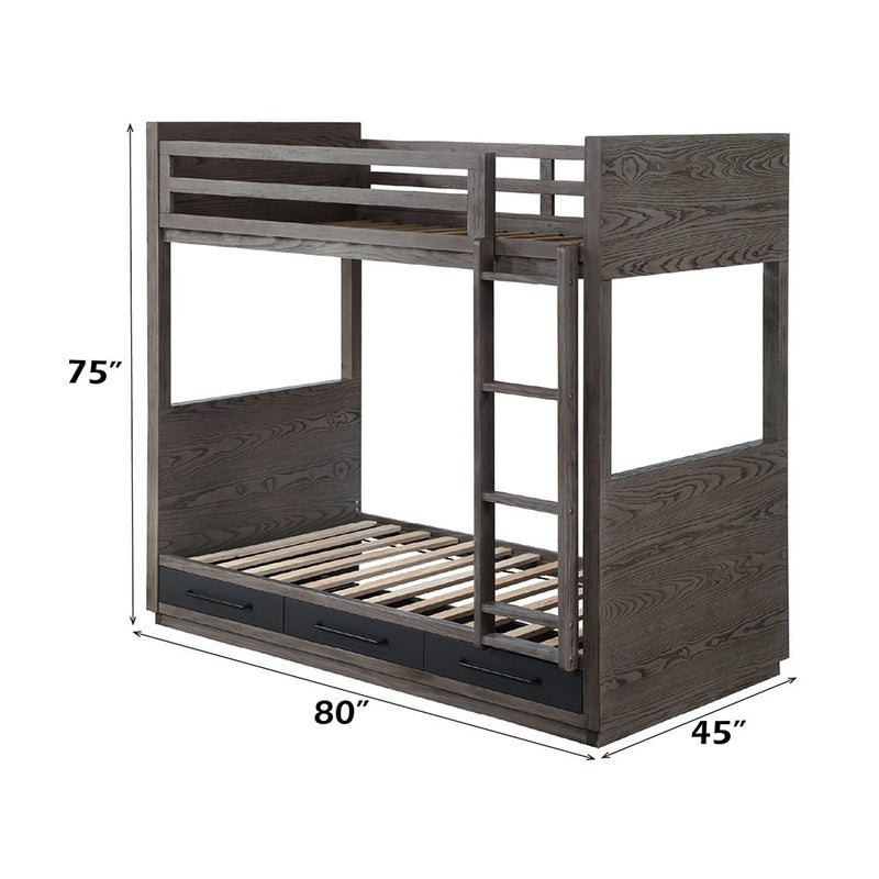 Estevon - Bunk Bed - Gray Oak Finish