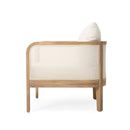 Outdoor Acacia Wood Patio Club Chair, Textilene Patio Furniture, Waterproof Thick Cushion Deep Seating For Porch, Garden, Backyard, Balcony, Weight Capacity 400Lbs, Light Teak - Beige