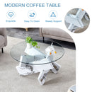 Modern Round Glass Coffee Table With Tempered Glass