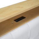 Queen Size Tufted Upholstered Platform Bed  with Storage Headboard and Hydraulic Storage System, Modern PU Storage Bed with Motion Activated Night Lights and USB Charger,Natural