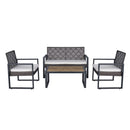 4 Piece Patio Furniture Set With Acacia Wood Table Top And Cushions