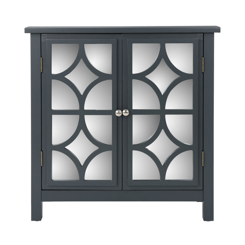 Firwood Mirror Finished Double Door Cabinet - Charcoal Gray