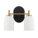 Vortex - 2 Lights Vanity In Traditional Style For Over Bathroom Mirror Wall Sconce - Black / Gold / White