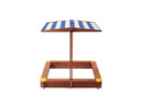 Kids Sandbox With Cover, Sand Box With Adjustable Canopy, Large Outdoor Cedar Sandpit For Backyard Play - Reddish Brown