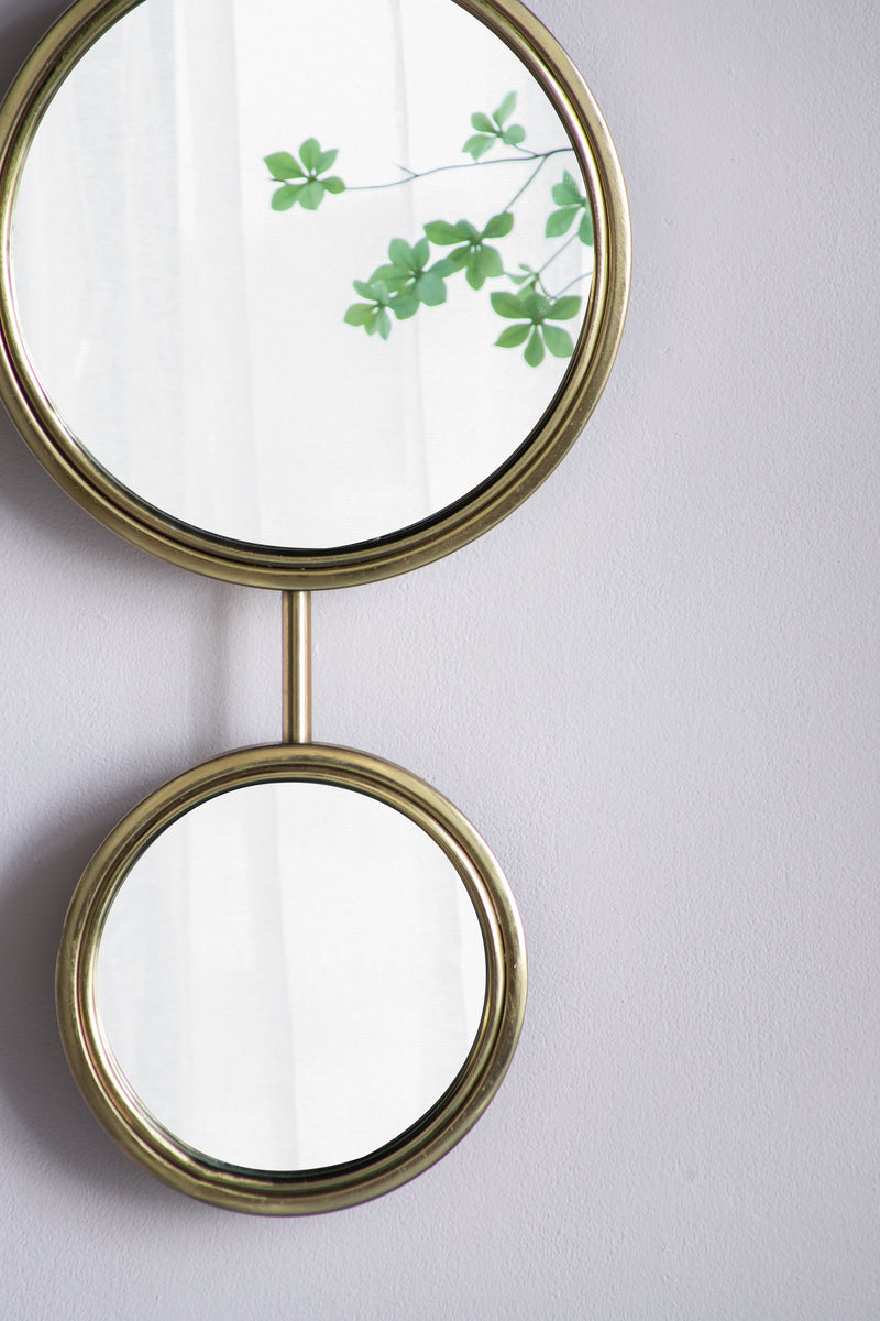 2 Circle Mirrors For Wall Decor, Unique Contemporary Wall Mirror For Living Room Bedroom Entryway - Gold