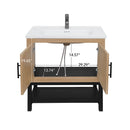 Modern Freestanding Bathroom Vanity With Ceramic Sink, Hot And Cold Faucet, Storage Cabinet & Open Shelf