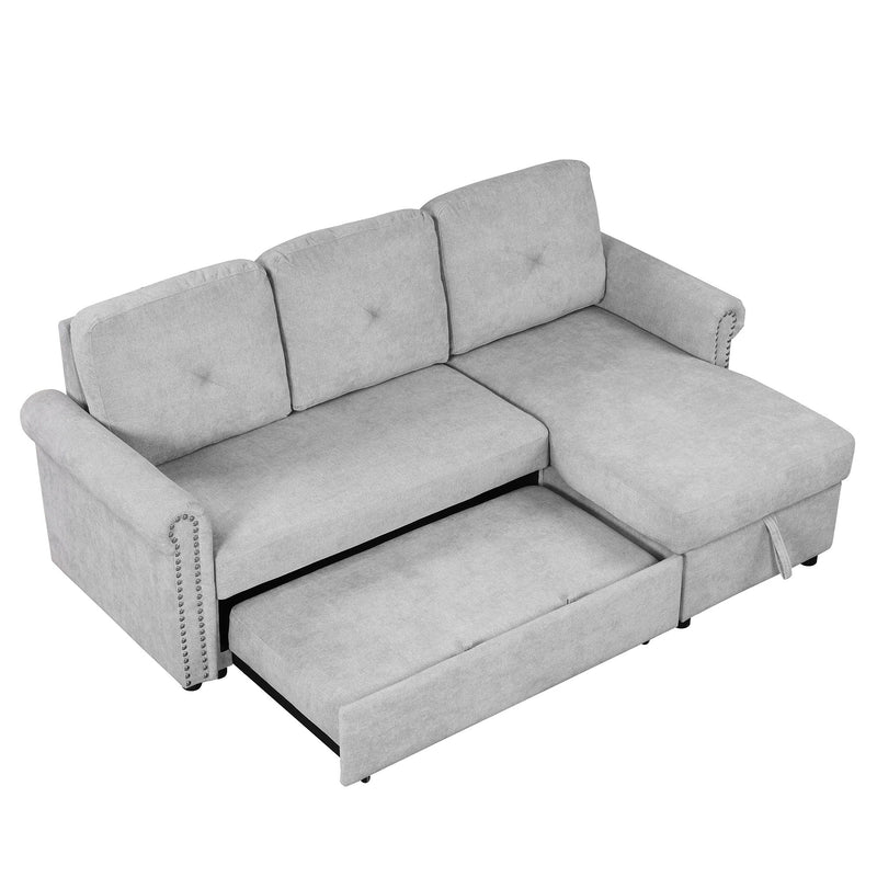 Modern Convertible Sleeper Sofa Bed With Storage Chaise