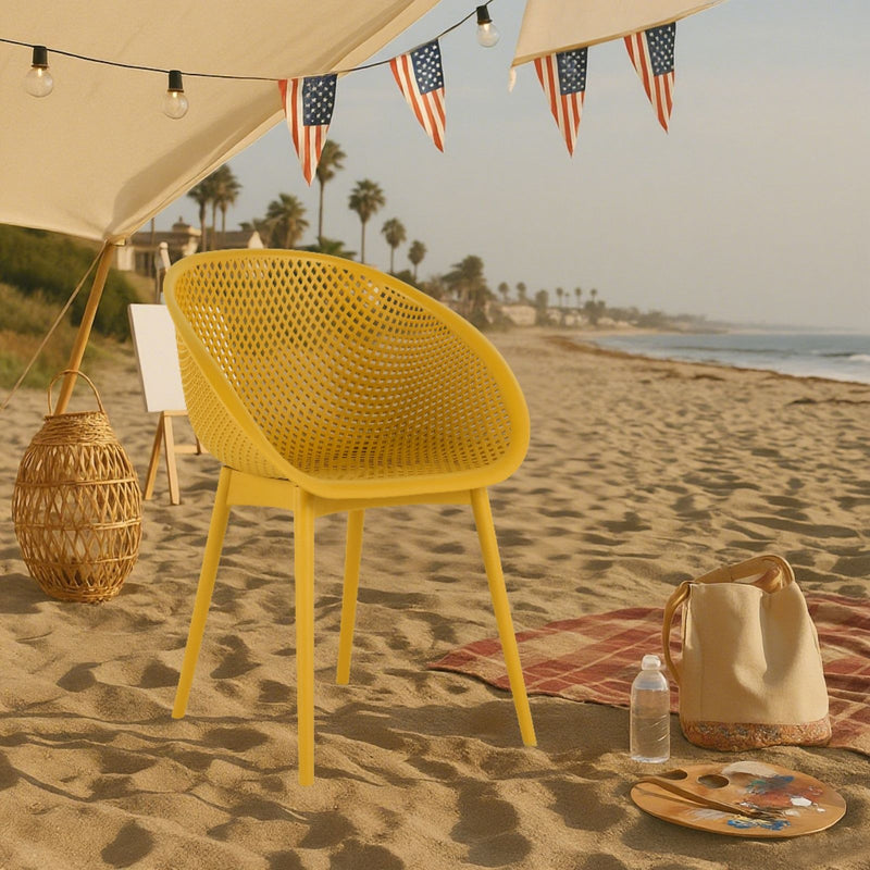 2 Piece Durable Single Chair With Mesh Hollow Out Design