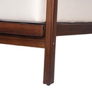 Outdoor Lounge Chair With Woven Backrest, Solid Wood Frame, Comfortable Cushions